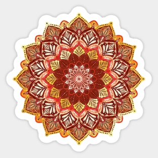 Boho Mandala in Dark Red and Gold Sticker